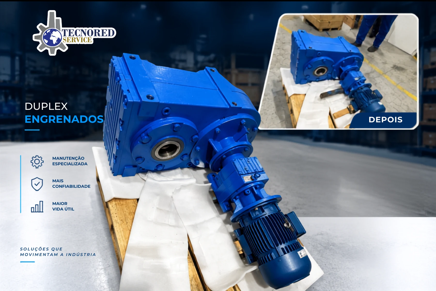 Redutor duplex montado pela equipe Tecnored Service
